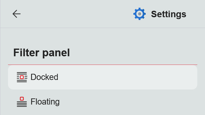 Filter Bar Position Options