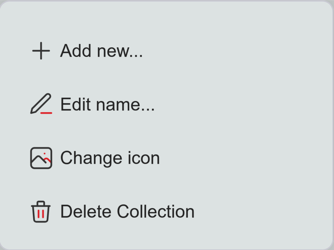 Folder context menu