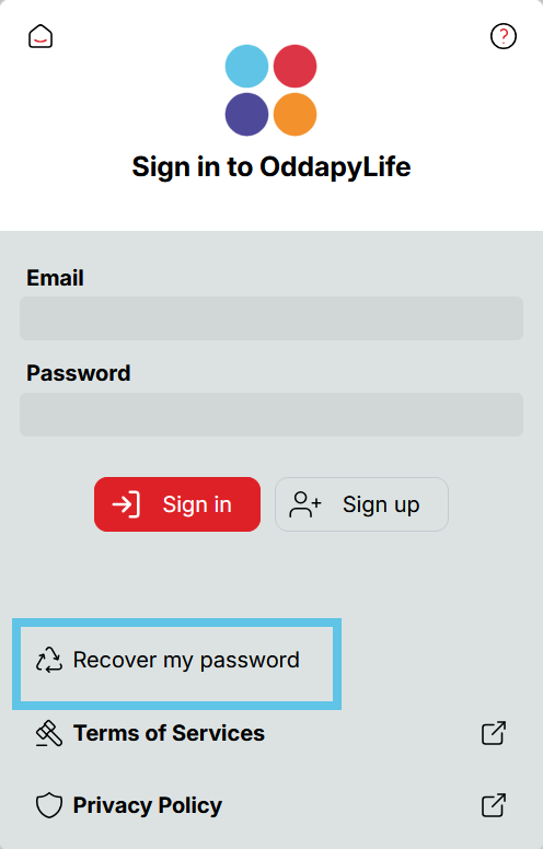 Sign in to Oddapy