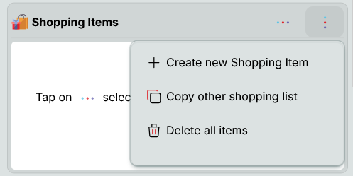 Create and add shopping item