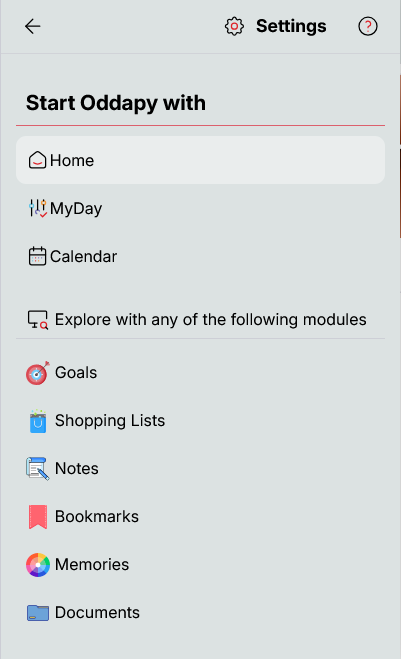 Startup Module Options