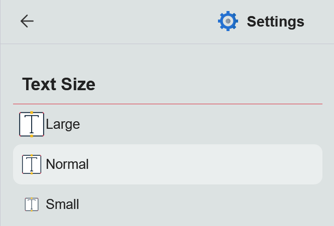 Text Size Options